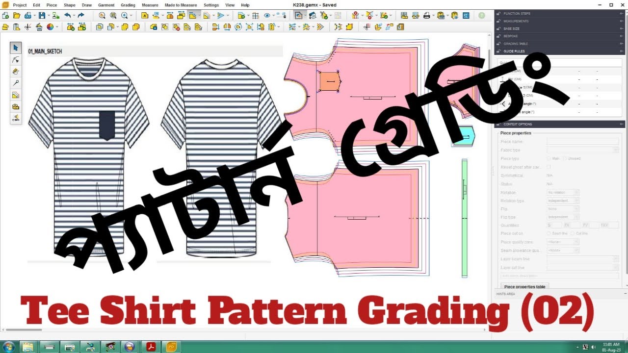 How to Grading Pattern | Tee shirt grading pattern geminix19 | Beginner Tutorial | Tee Shirt Grading