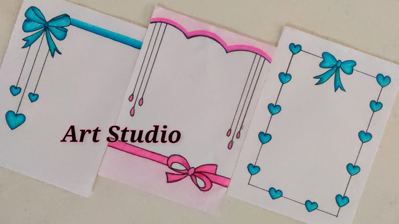 Border designs on paper|Ribbon Border Designs|Project work Designs|Borders Design for School Project