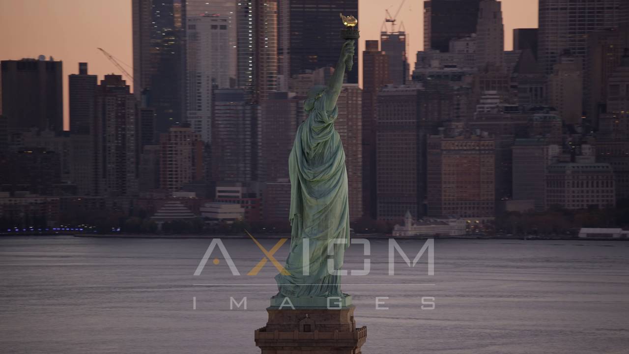 Statue of Liberty at Sunrise, New York Aerial Stock Footage | AX118 045 4K youtube