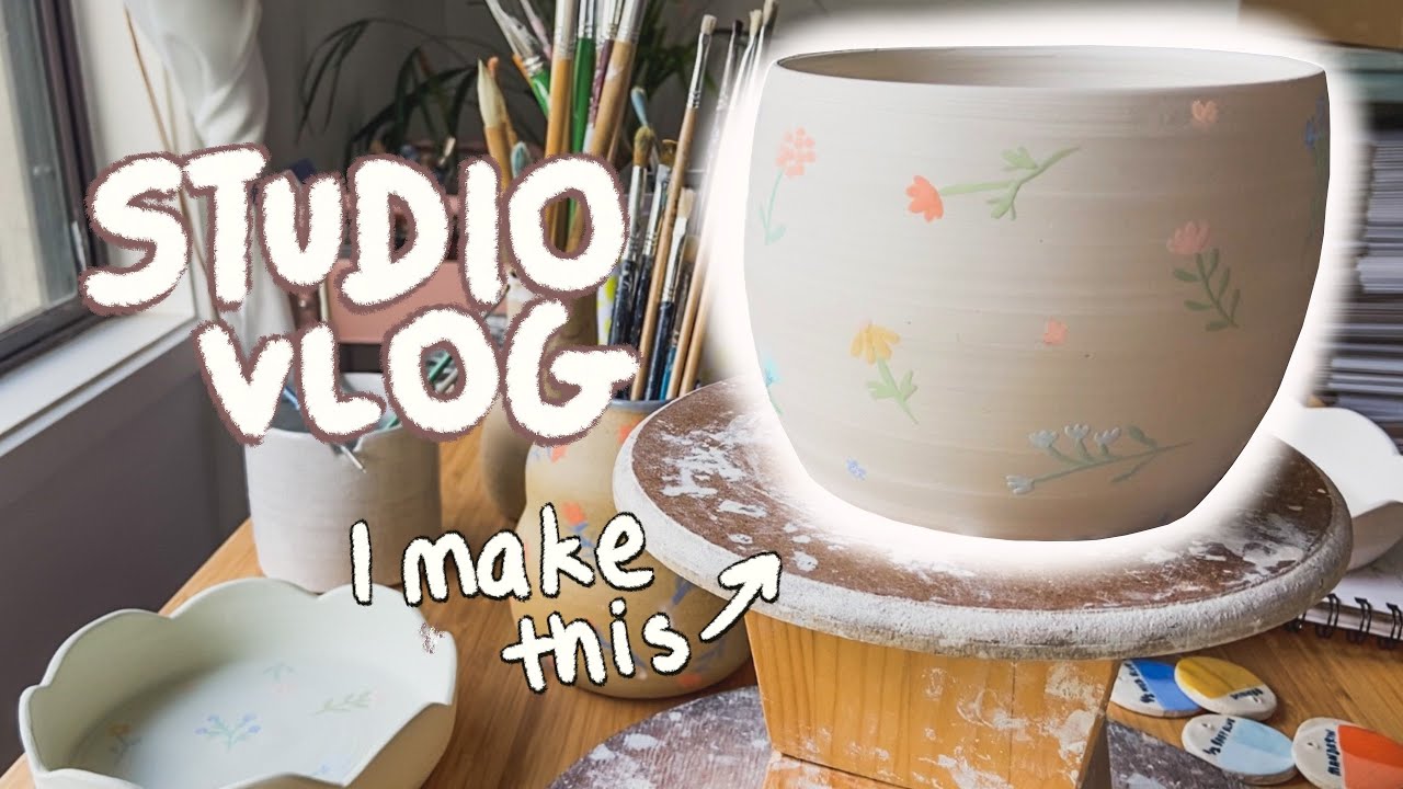 STUDIO VLOG - making a ceramic floral planter