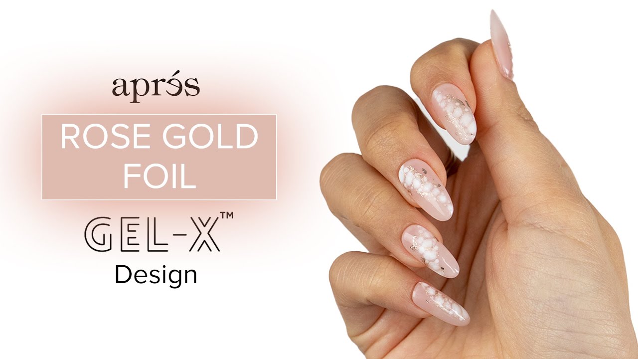 Gel-X Application and White Rose Gold Foil Design