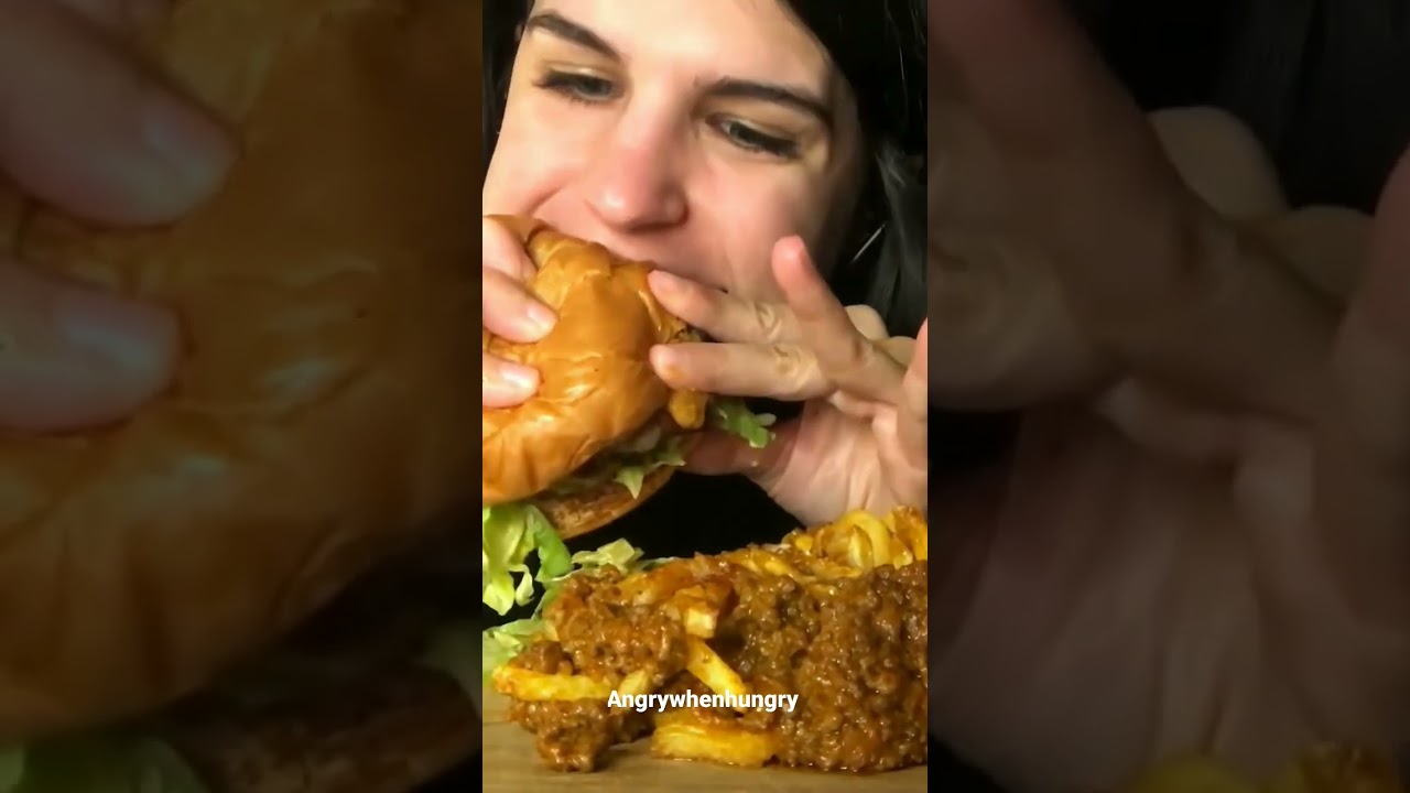 eating burger and French fries #mukbang #burger #frenchfries