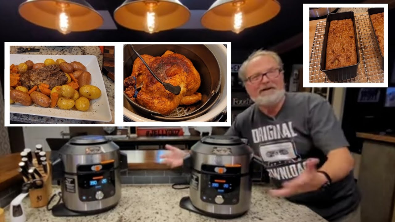Ninja Foodi STEAM AIR FRYER Pressure Cooker w/ One SmartLid & Thermometer & Auto Release - 4 Recipes