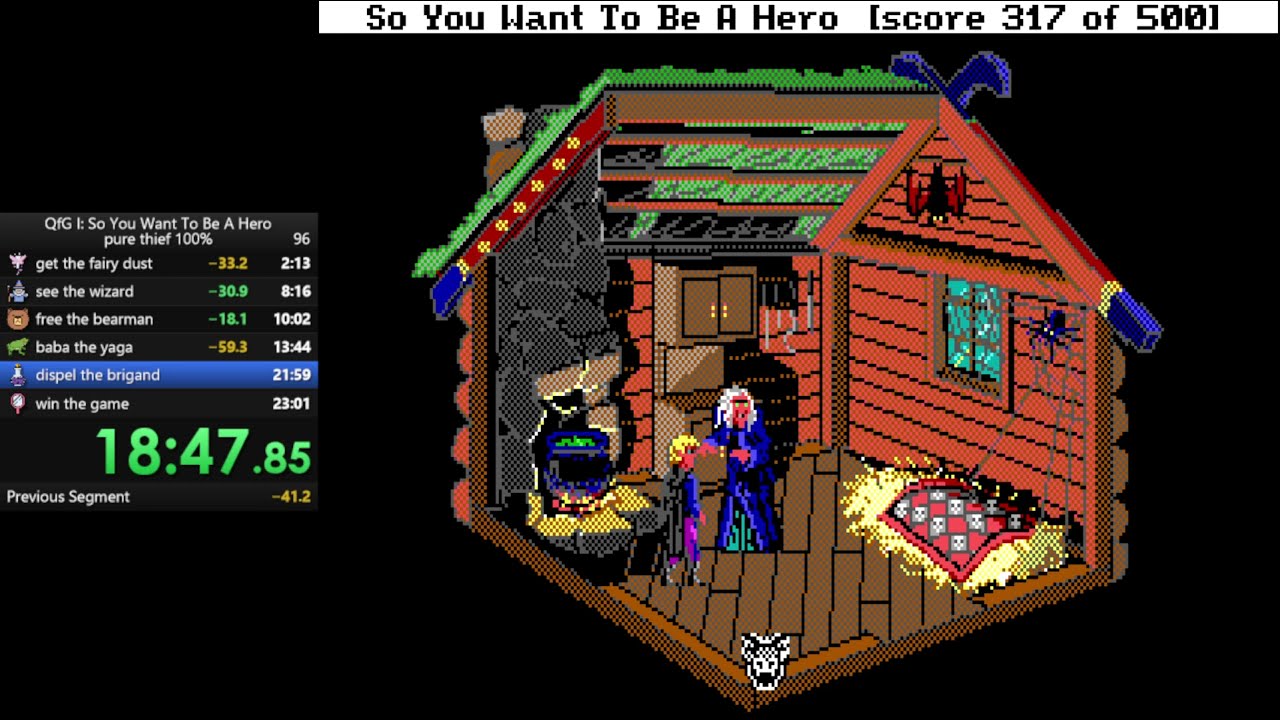 Quest for Glory 1 EGA speedrun: pure thief 100% 21:44
