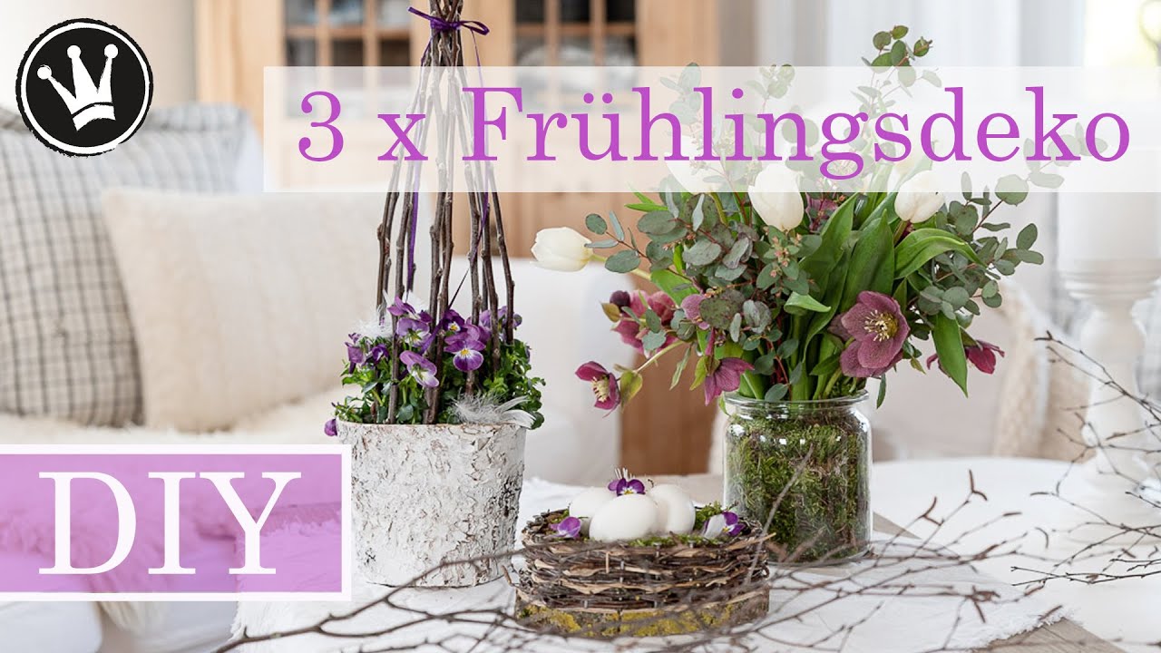 FRÜHLINGSDEKO - 3 DIY IDEEN aus Naturmaterial | Osternest aus Holzscheibe | Basteln mit Kindern