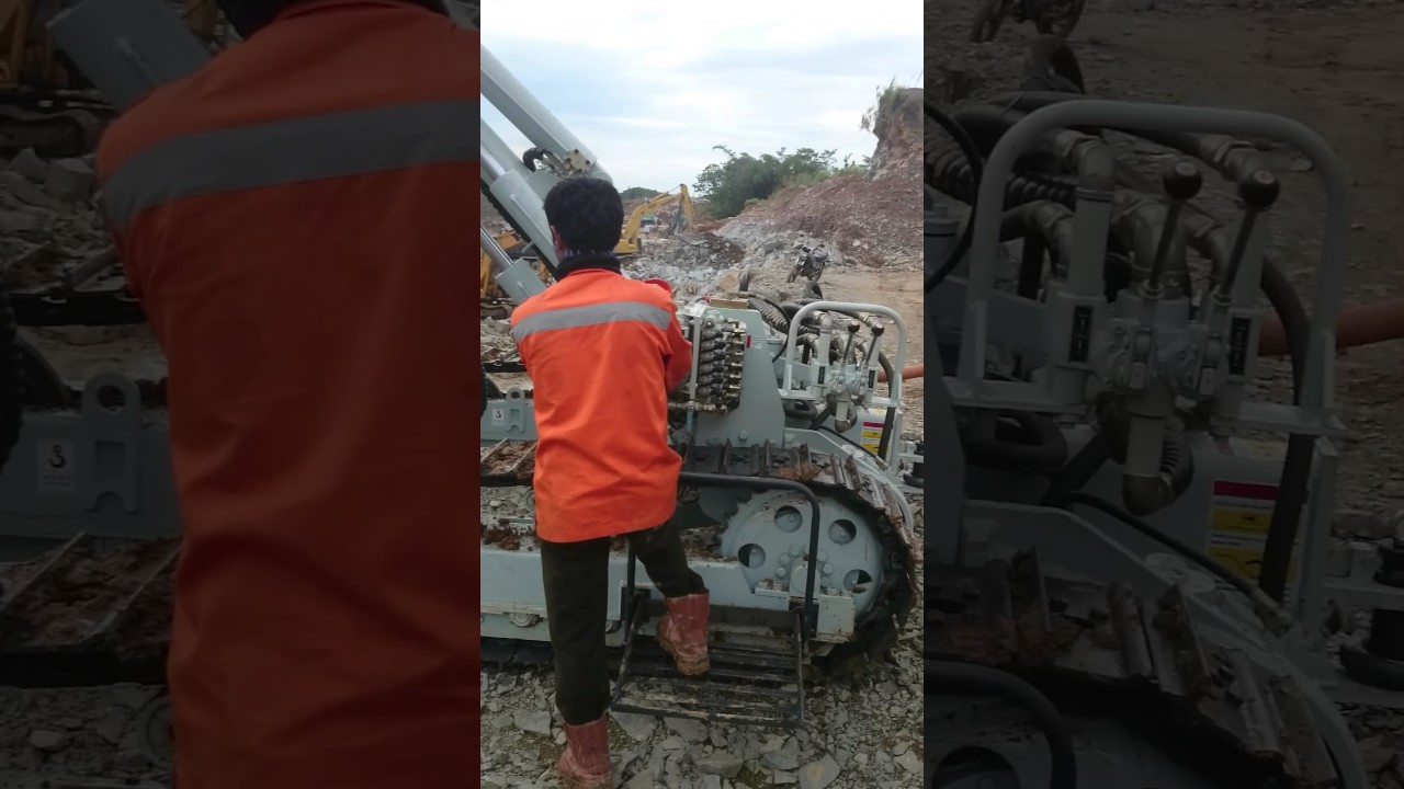 proses drilling MENGUNAKAN alat  0:45YUAN-PCR200 (Furukawa PCR200) Top hammer blast hole pneumatic