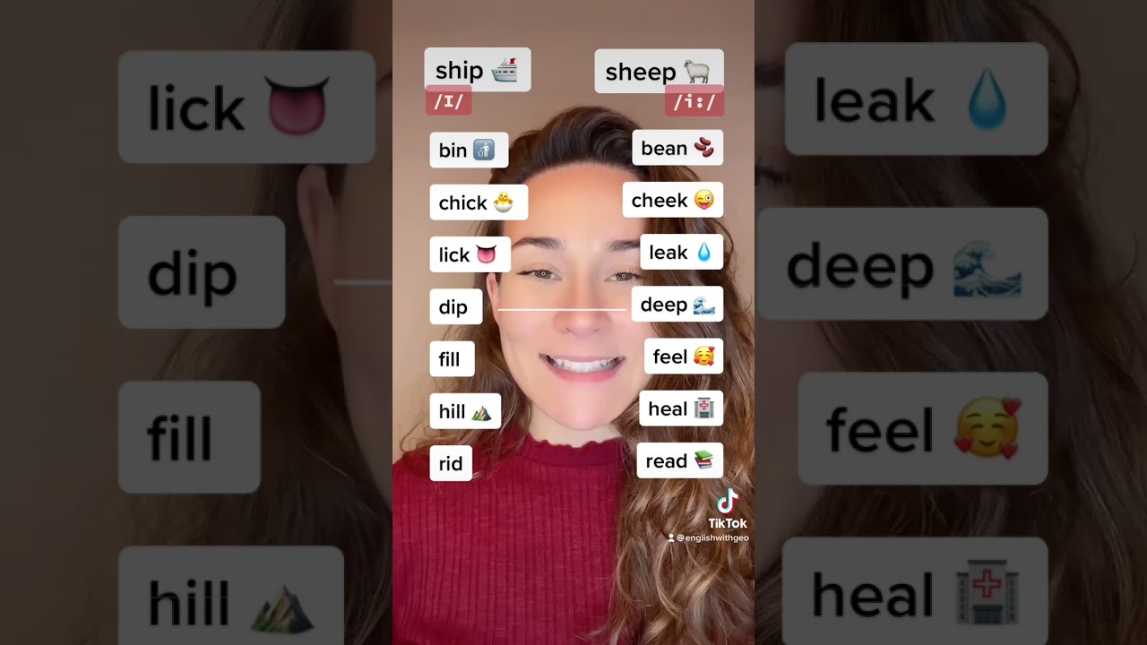 English pronunciation: can you hear the difference? /ɪ/ 🆚 /i:/ Minimal pairs week - DAY 1️⃣