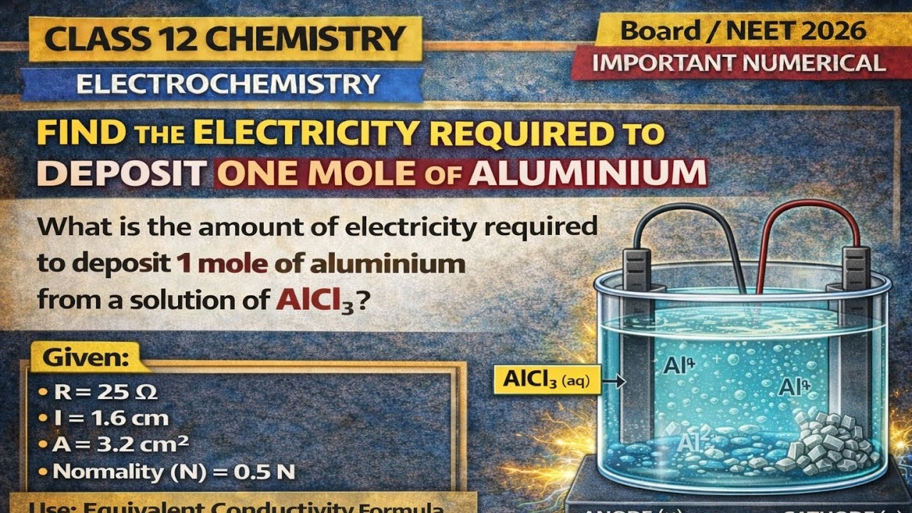 What is the amount of electricity required to deposite one mole of aluminium from a solution  AlCl3?