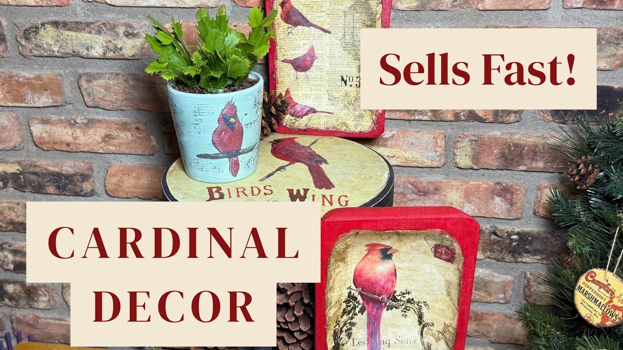 These Cardinal Winter Decor Pieces Sell Fast (Thrift Flips DIY)