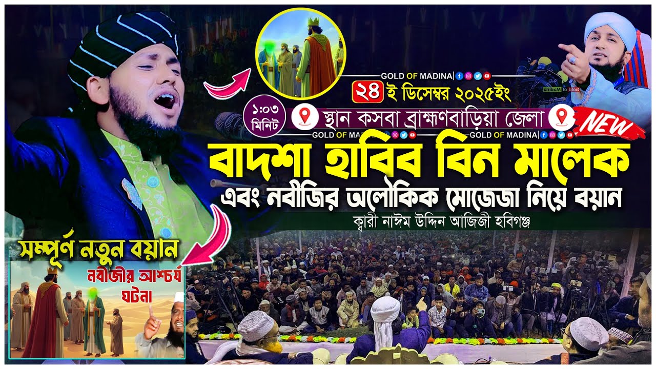 বাদশা হাবিব বিন মালেক ও নবীজির অলৌকিক মুজেজা । নবীজির জীবনী । ক্বারী নাঈম উদ্দিন আজিজী ওয়াজ