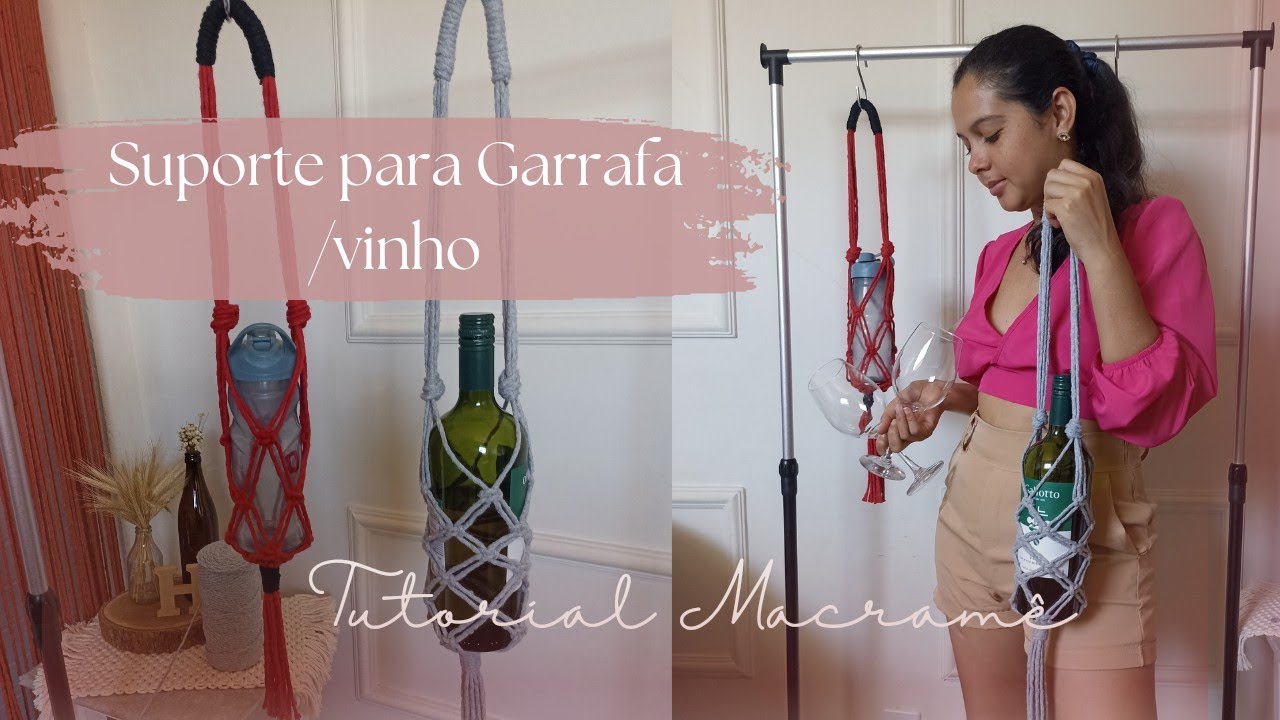 Como Fazer Suporte para Garrafa em Macramê / Suporte para vinho em Macramê