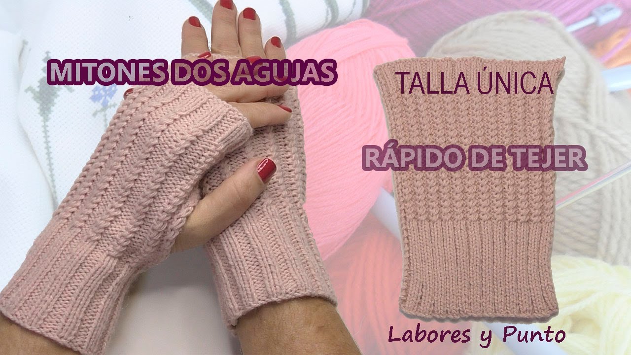 ✅Mitones PUNTO CRUZADO🧤 MUY FACILES DE TEJER dos agujas- Labores y Punto