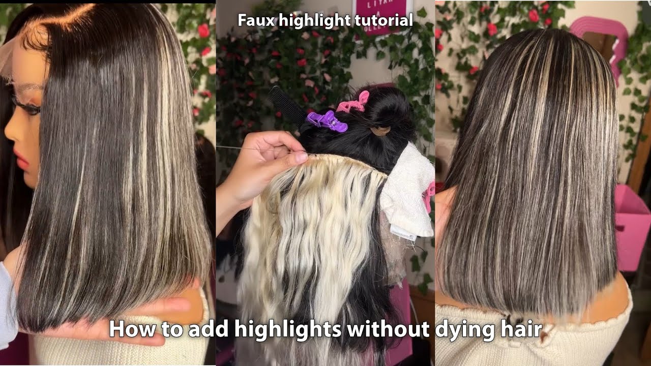Faux highlight tutorial || How to add highlights without dying hair || Liyah Ariee