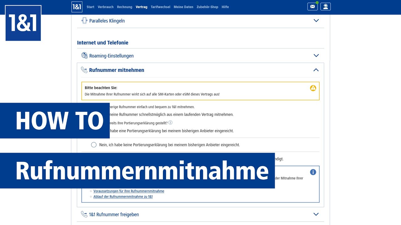 Mobilfunknummer zu 1&1 mitnehmen