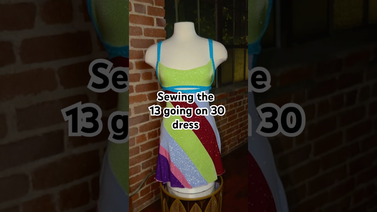 Sewing a dress inspired by 13 going on 30 with scraps of fabric I had ￼