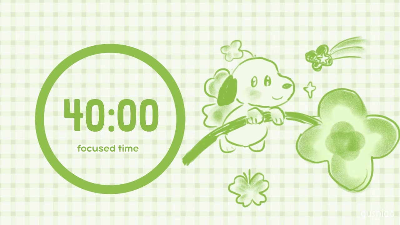 Study With Me | Pomodoro Timer 40/10 x4 (3 hours) | Lucky Snoopy 🍀, No Mid Ads