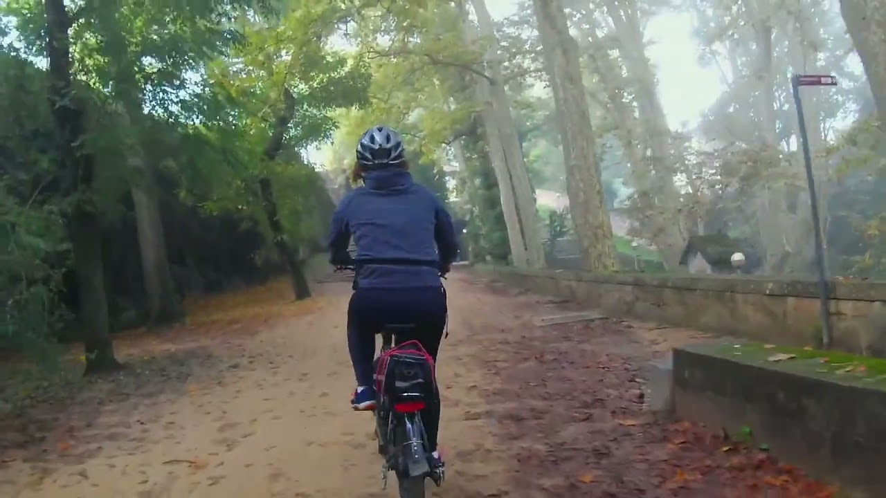 Bicycle ride in Olot (Girona). Beautiful scenery. Via verda del Carrilet.