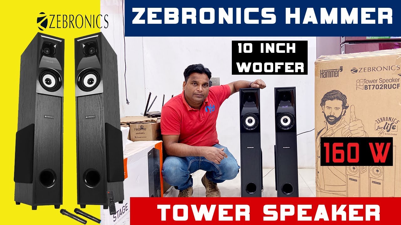 ZEBRONICS HAMMER TOWER SPEAKER//ZEBRONICS BLUETOOTH SPEAKER/160W/UNDER 15K//UNBOXING/REVIEW IN HINDI
