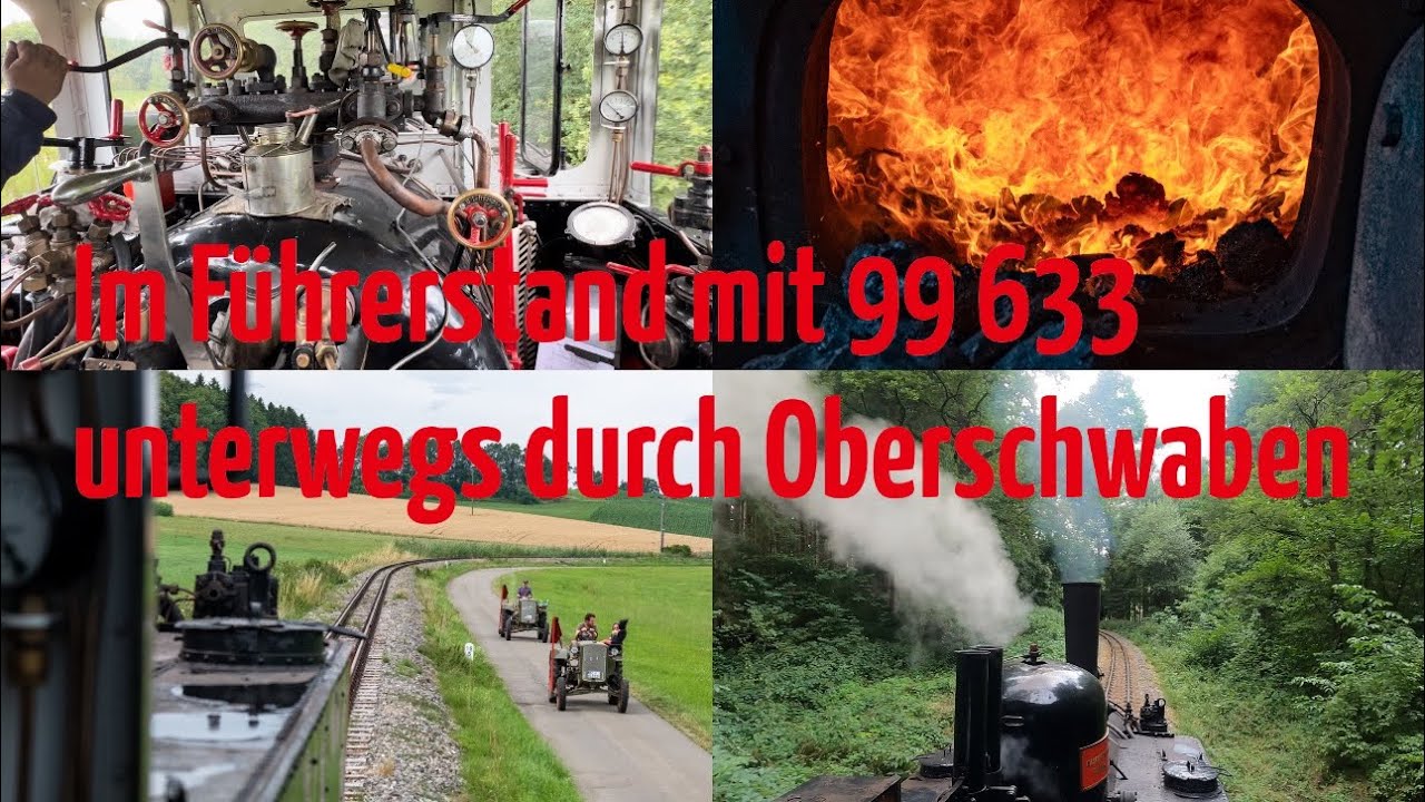 🔥🚂Führerstandsmitfahrt beim Öchsle: mit Dampflok 99 633 (Eisenbahnromantik-Lok) durch Oberschwaben