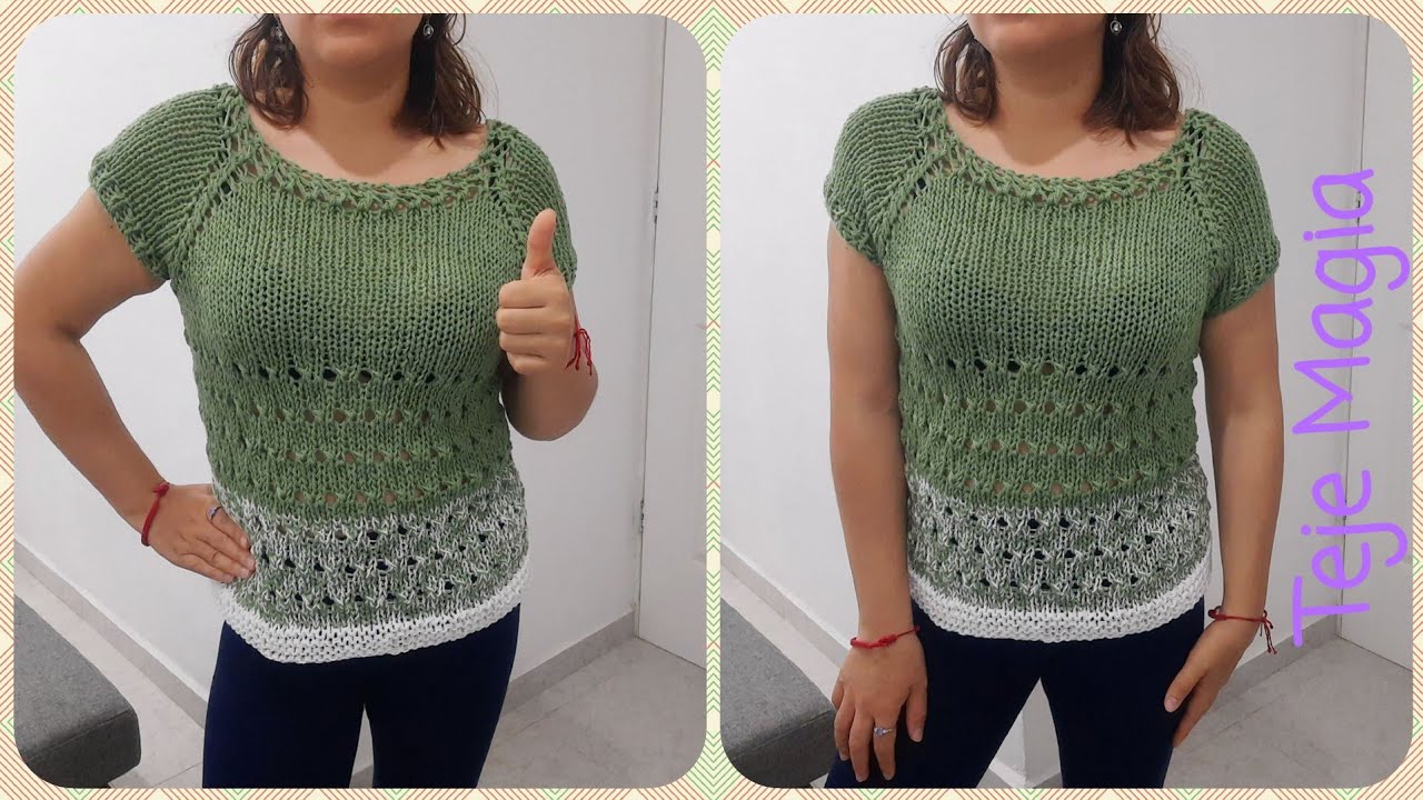 Chaleco o blusa 😍dos agujas😱💖 PASO A PASO 💯👍