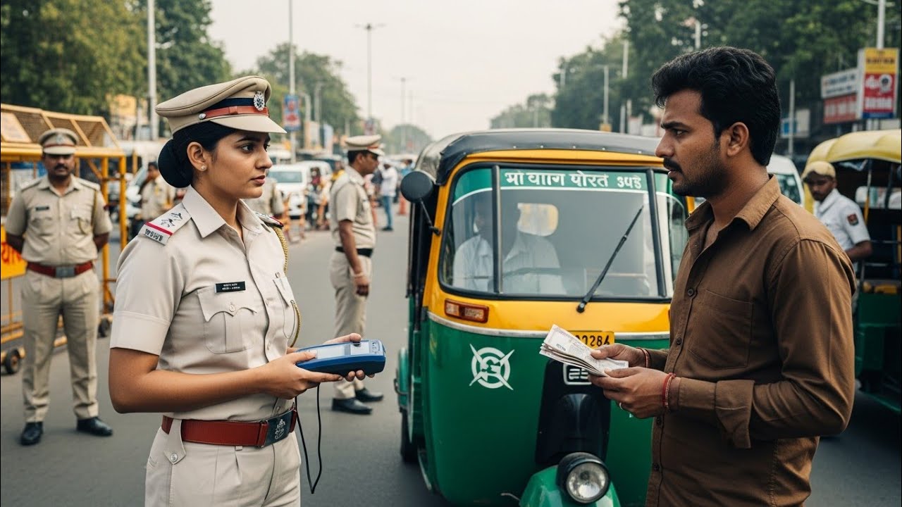 पत्नी बनी ट्रैफिक इंस्पेक्टर 😳पति चला रहा था रिक्शा… ₹5000 चालान के बाद जो हुआ, सोच भी नहीं सकते
