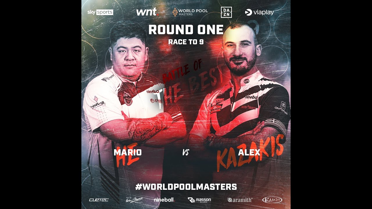 Biliárd World Pool Masters 2023 Round 1 Mario He vs Alexander Kazakis 2023 05 11 HUN