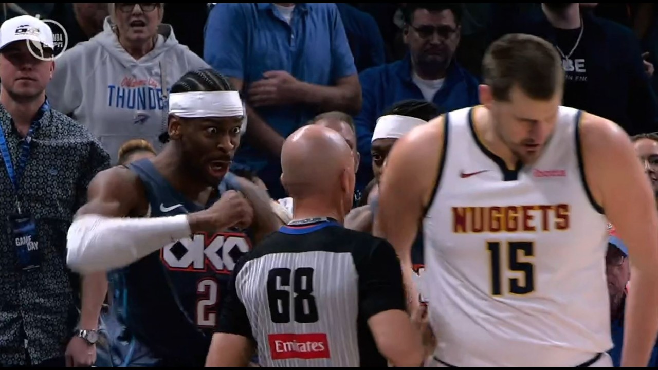 Shai Gilgeous-Alexander throws the ball on Nikola Jokic off the whistle, receives a technical foul