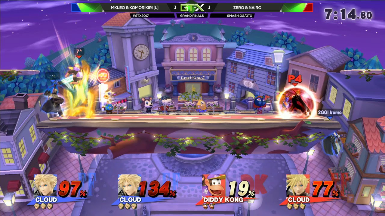 Zero и Nairo (красные) против MKLeo и Komorikiri (синие) | Финал парных матчей Smash 4 | GTX