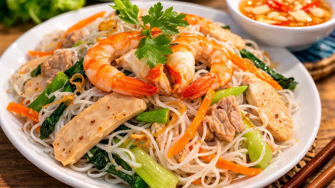  Bún Gạo Xào Tôm Thịt & Học Tiếng Tiều Cùng Ba