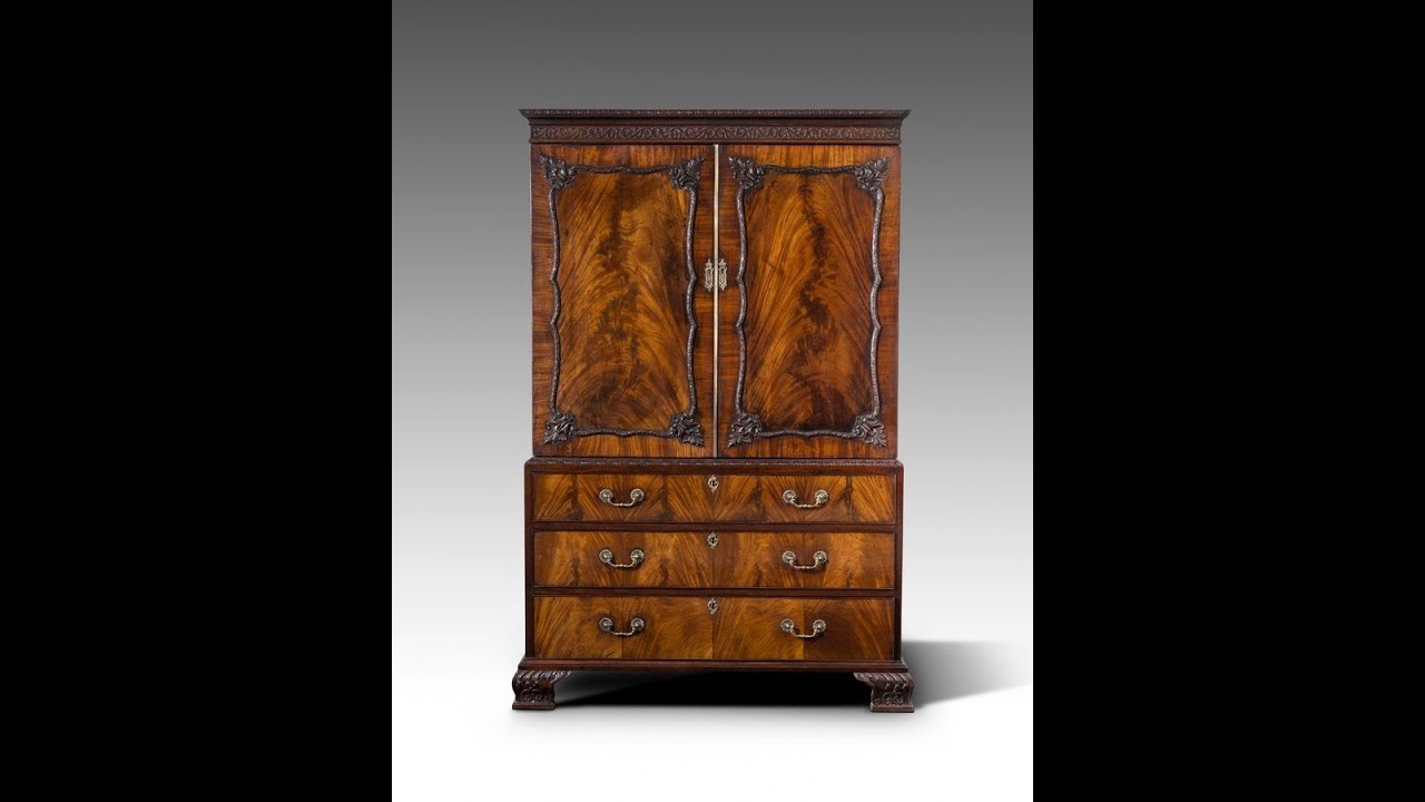 18th century Chippendale period mahogany linen press