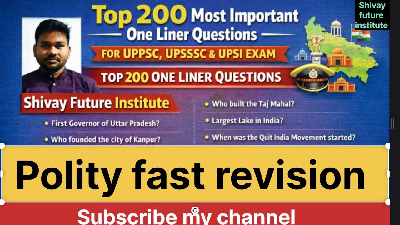 Polity fast revision ll Top 200 most important one liner questions for UPPSC upsssc upsi etc
