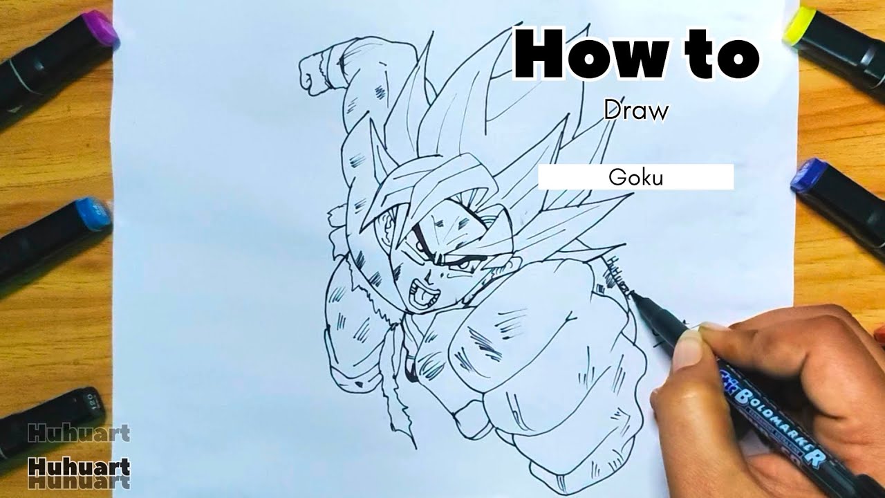 How to draw Goku Strongest Form | Anime Easy Drawing