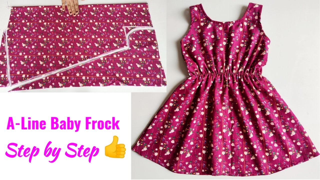 A-Line Baby Frock Cutting And stitching Very Easy | Waist Elastic Baby Frock Cutting And stitching
