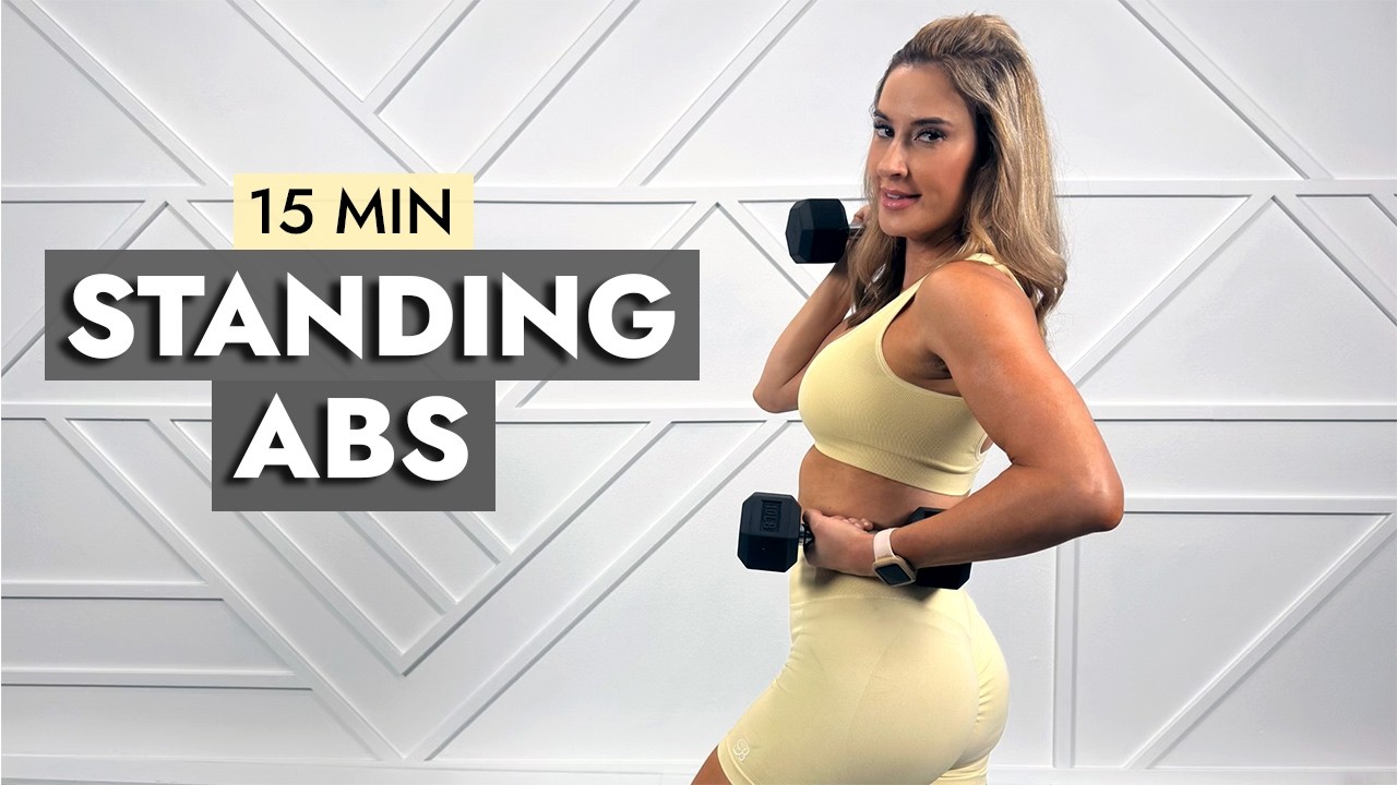 15 MIN Standing Sculpted Abs (with weights) | At Home Workout