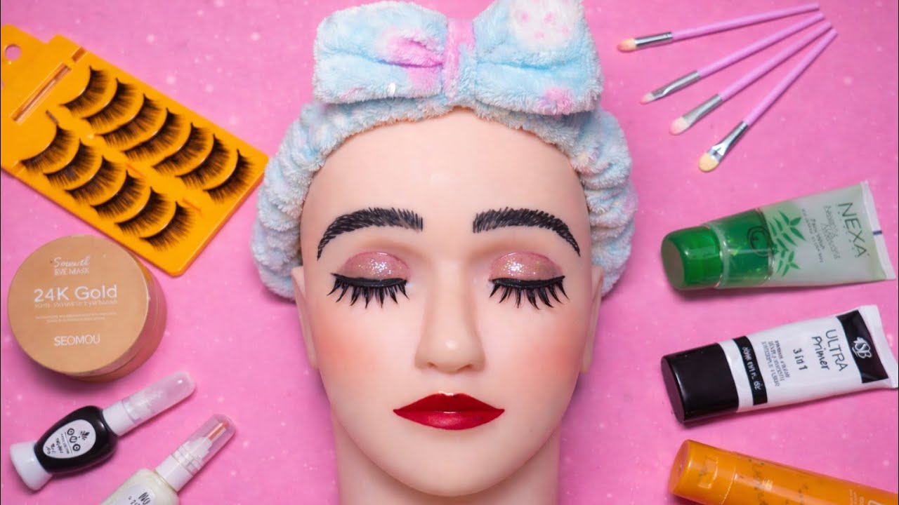 ASMR Makeup on Mannequin 🎭 (No Talking) | ASMR RUMI Kpop Demon Hunters Makeup 💋 🎀 Satisfying Videos