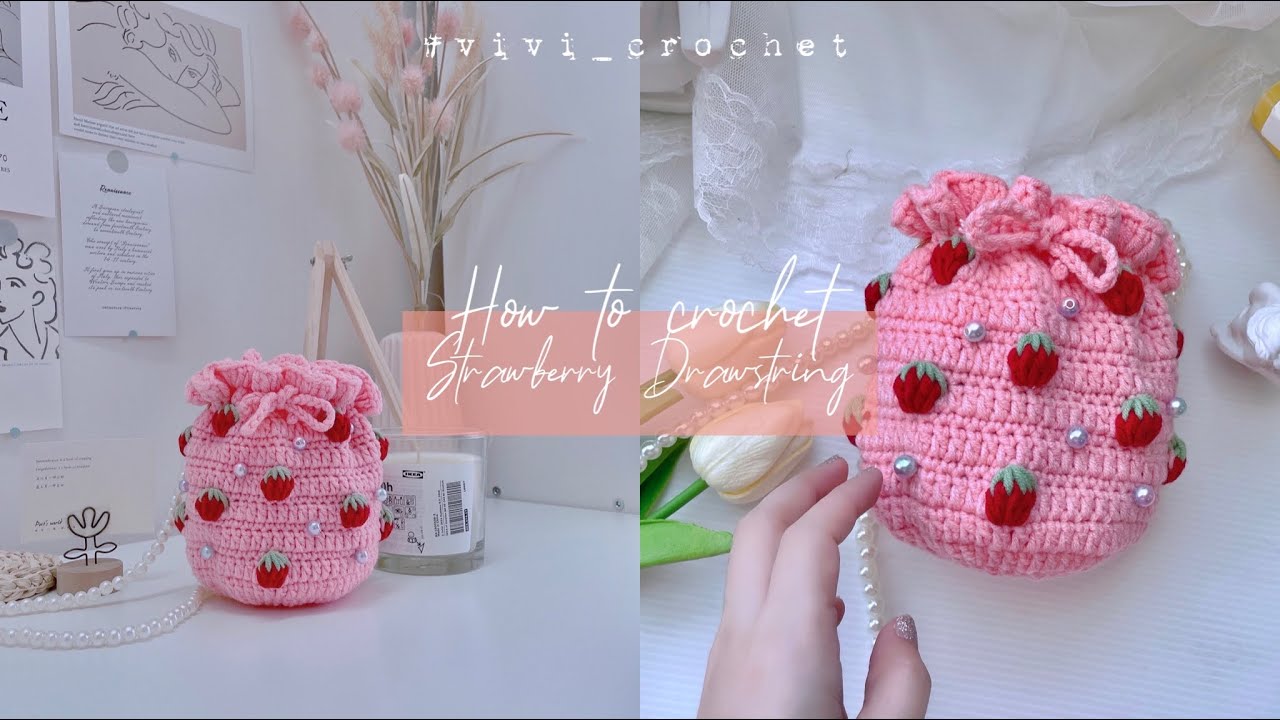 🍓 How To Crochet Small Strawberry Pouch 🍓