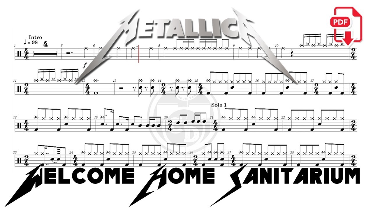 Metallica - Welcome Home Sanitarium (🔴Drum Notation | PDF) @chamisdrums