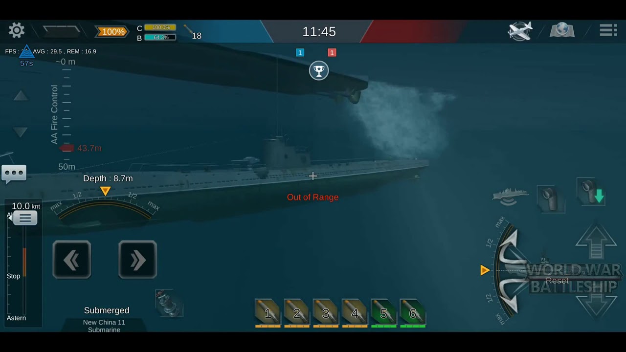 World War Battleship - Sonar - Submarine Perspective