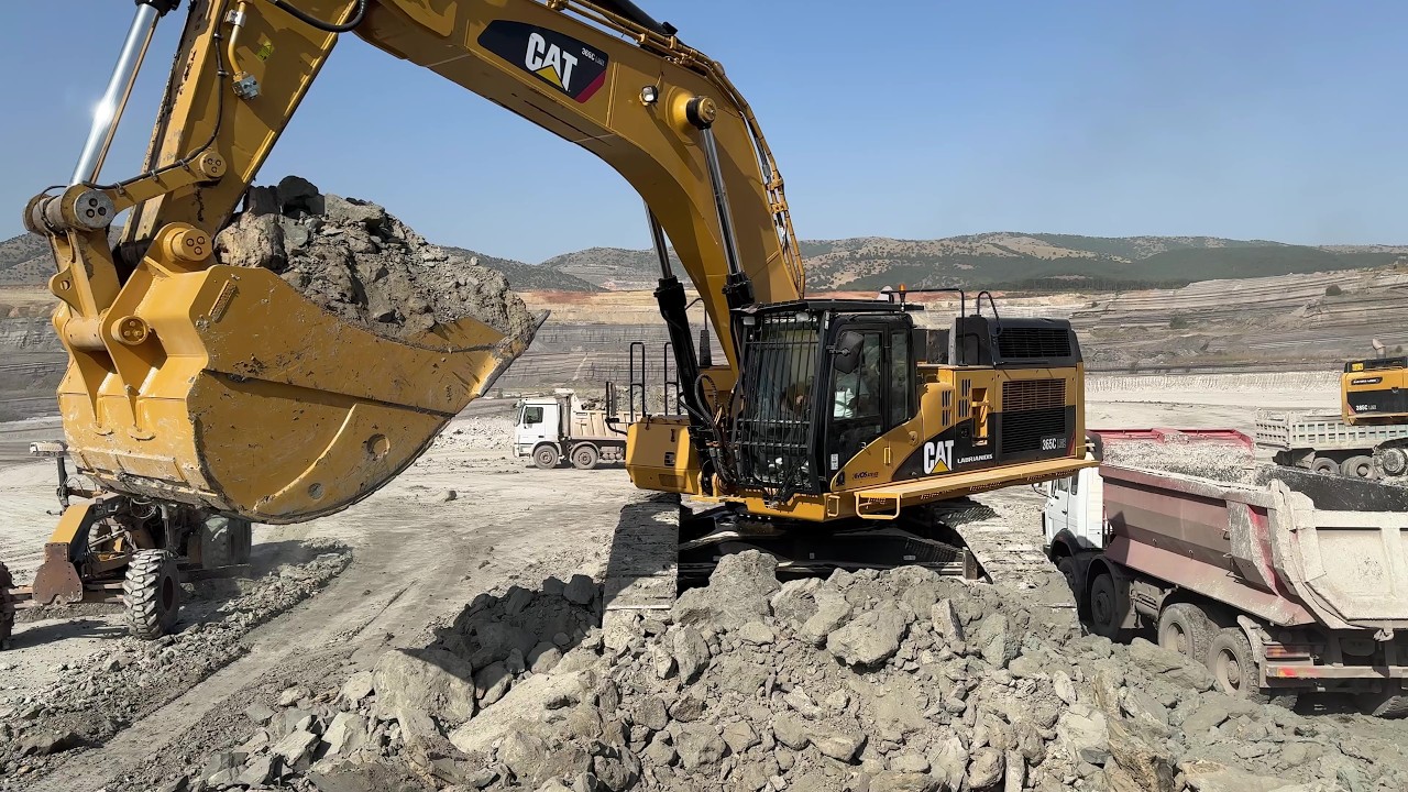 Caterpillar 365C & 385C Excavators Dig Deep At Massive Mine - Sotiriadis/Labrianidis Mining - 4K