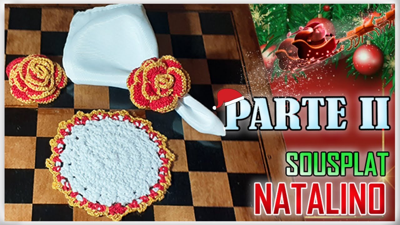 PORTA-COPOS e PORTA-GUARDANAPO EM CROCH&Ecirc; - CROCH&Ecirc; NATALINO