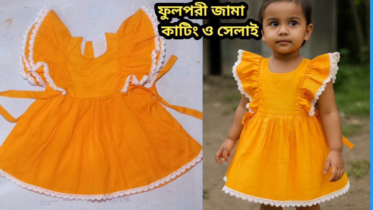 বাচ্চাদের ফুলপুরী ফ্রক  কাটিং ও সেলাই ।। baby frock design cutting and stitching
