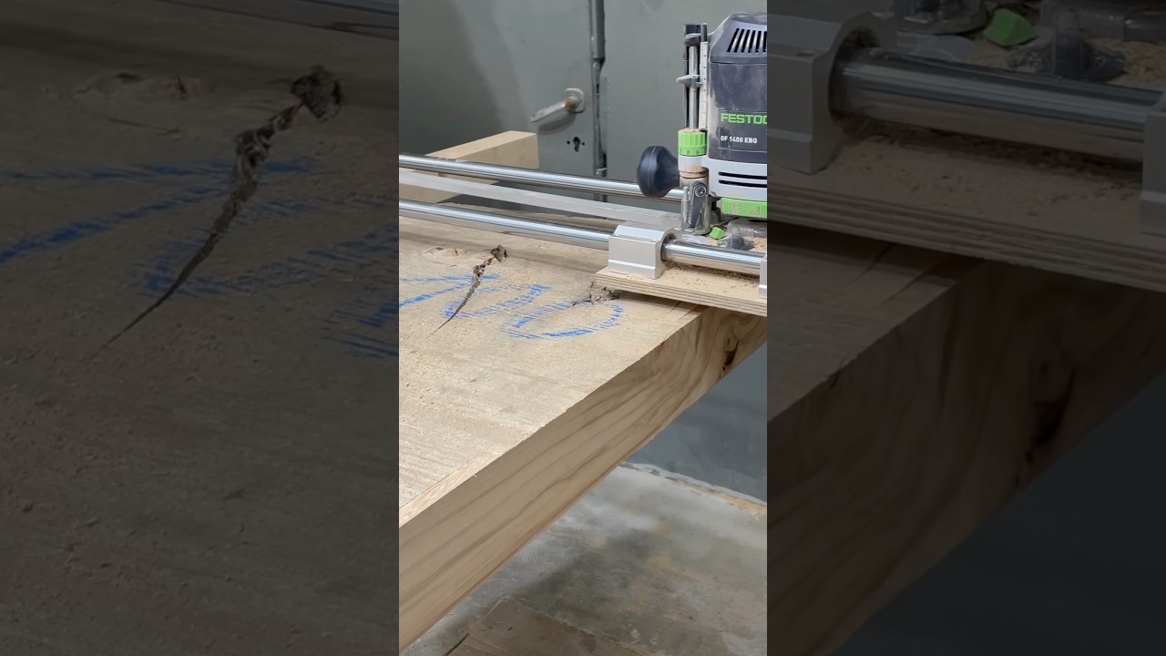 Frezowanie płaszczyzny blatu - planowanie drewna planerem diy - planer i frezarka Festool of1400