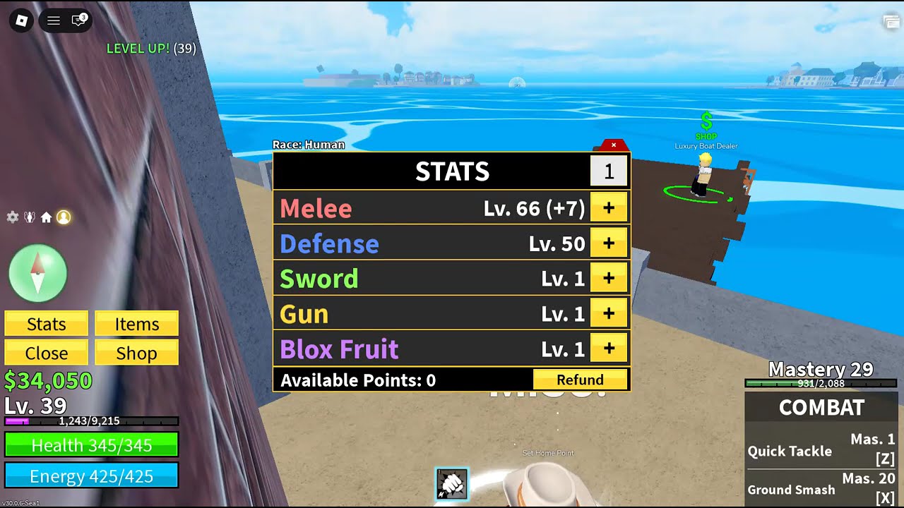 leveling up in blox fruits (part 3)