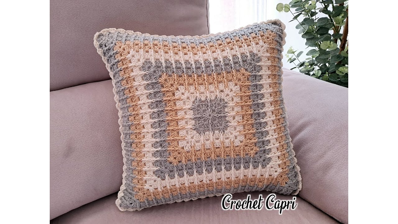 COJÍN GRANNY MOSAICO A CROCHET🧶🎨🪡🏠