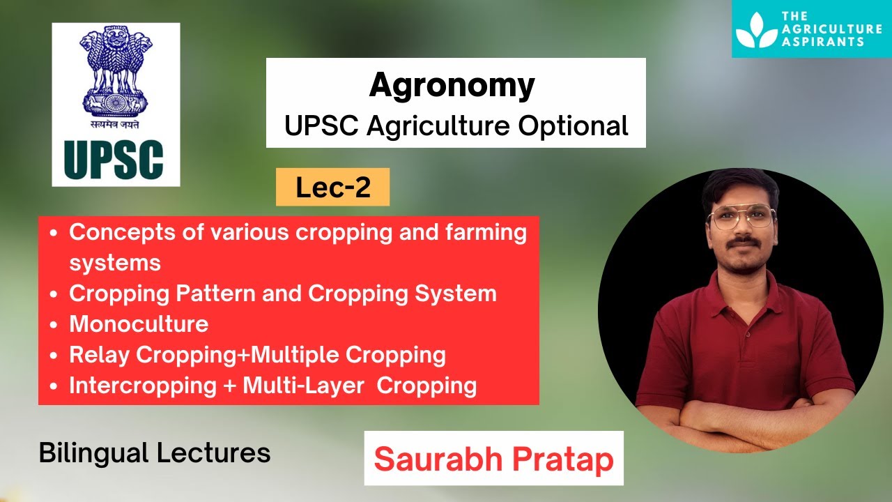 Lec-2 Concepts of various cropping and farming systems | Cropping Pattern and Cropping System UPSC