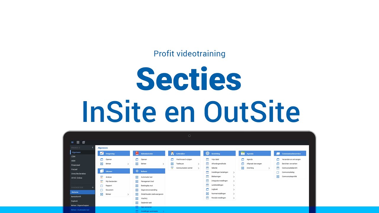 Secties in InSite en OutSite
