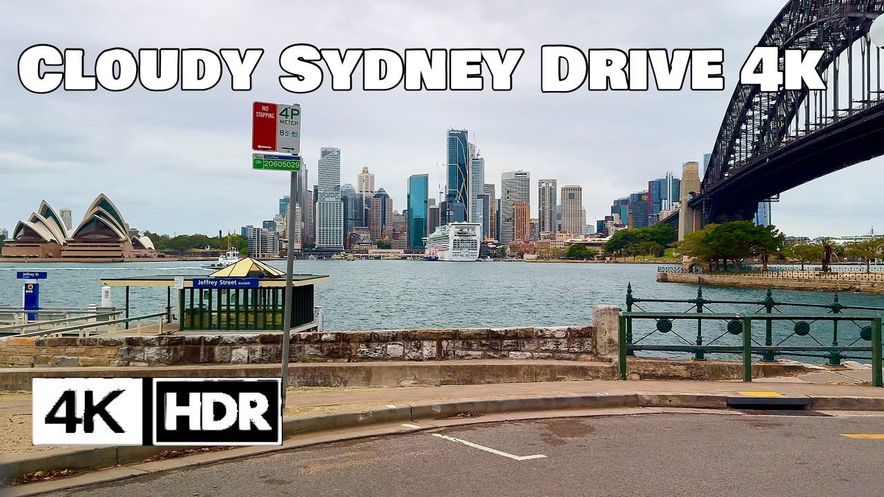 CITY ROUTES Sydney Harbour Drive 4K HDR 60FPS POV | St Leonards → Luna Park - City Cloudy