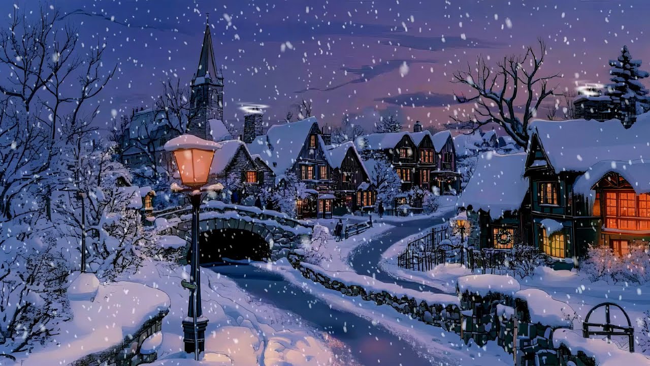 Vintage oldies playing in another room and it's 1940s winter ambience
