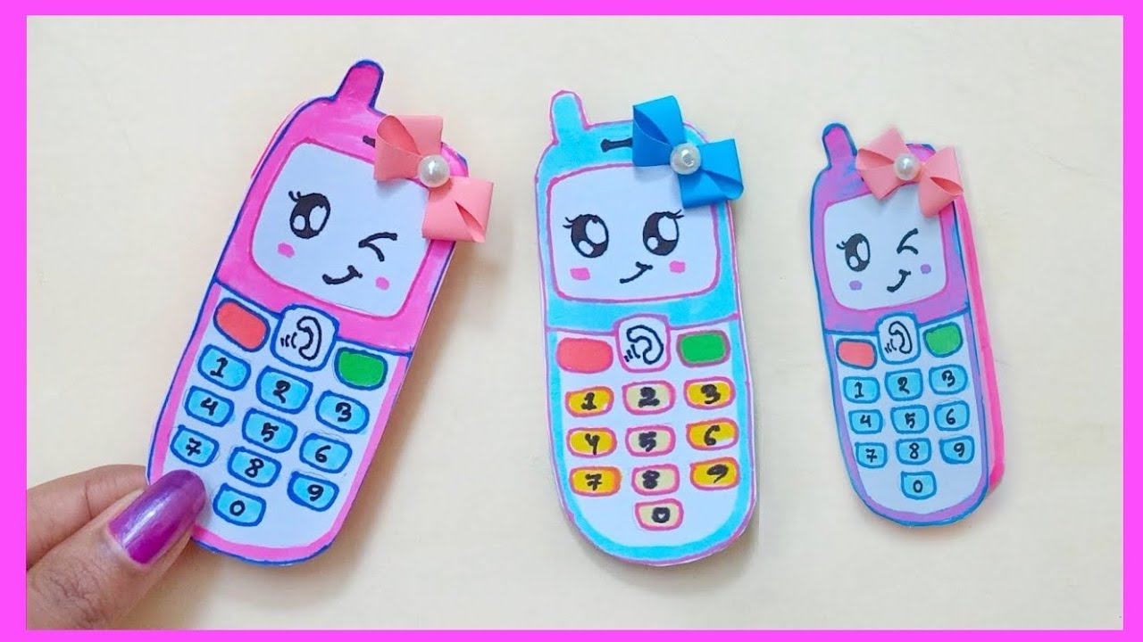 Handmade Cute Mobile Set | Paper Folding Mobile | Paper Phone | DIY Paper Craft | School Supplies