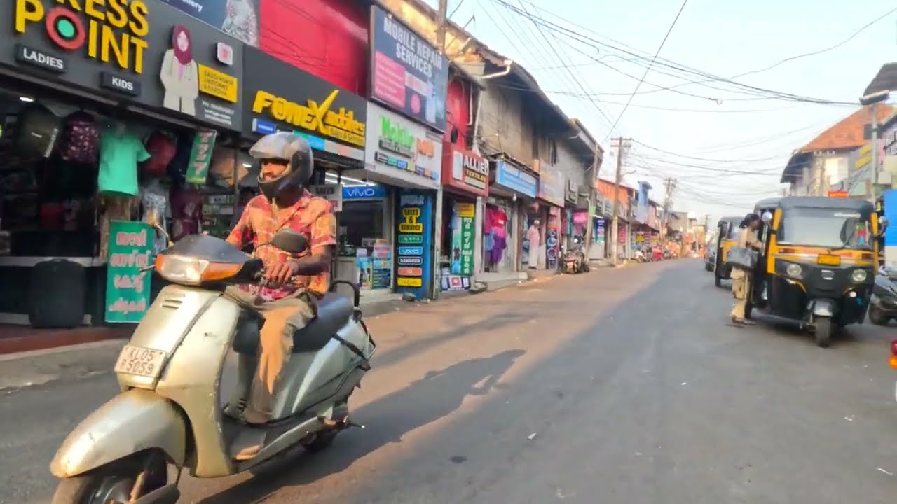 India Walking Tour 4K | Kottayam City Market Streets Kerala | Walking Tour Kottayam, Kerala, India